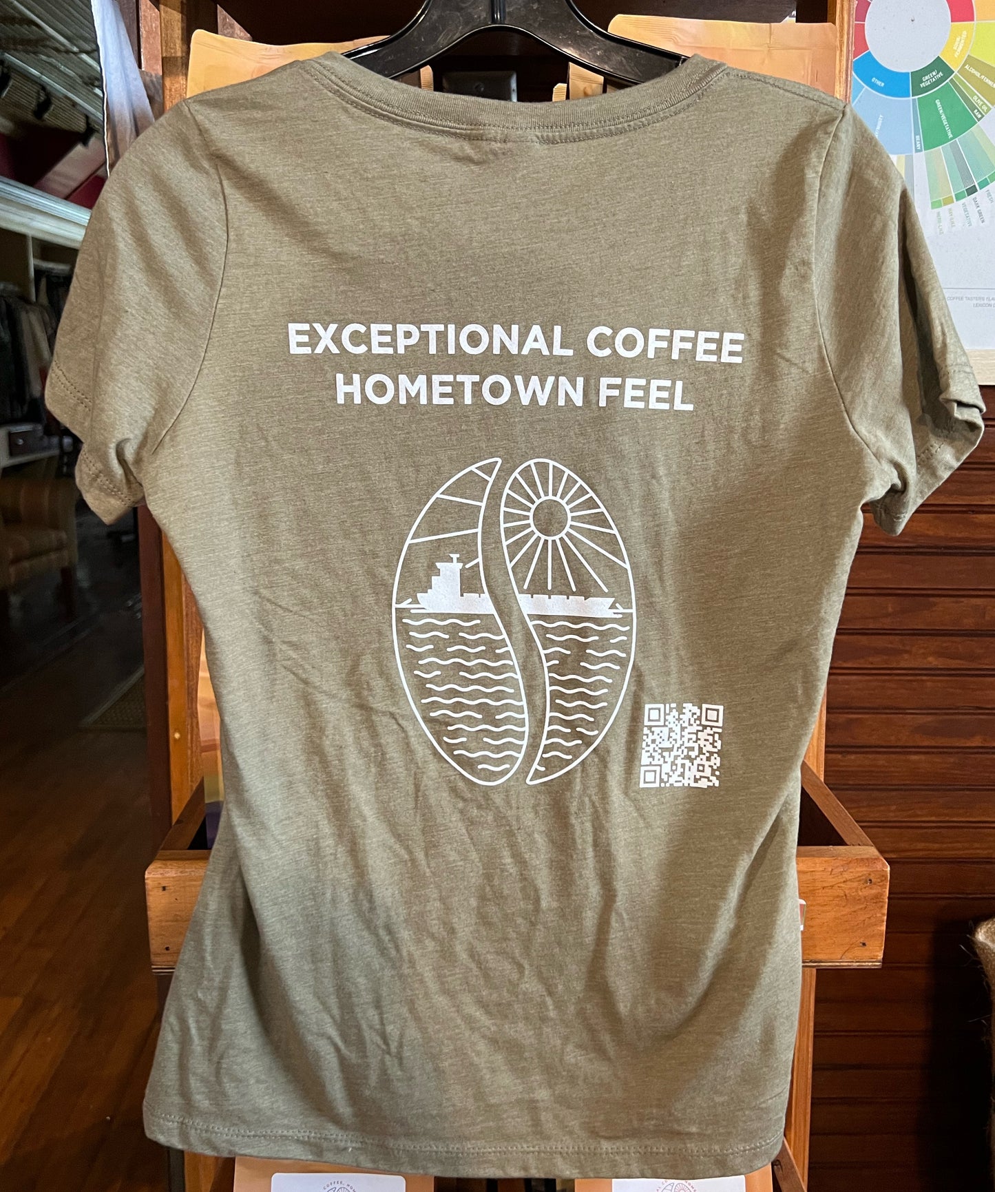 Lake and River Roasters Ladies V-Neck T-shirt - Heather Olive